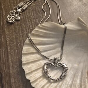 Brighton Silver Heart Necklace with Intricate Design